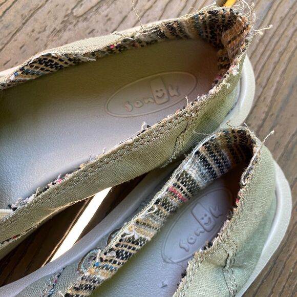 Sanuk Donna Hemp Side Walk Surfer Slip-Ons Women's 7 Color Green - Picture 3 of 6